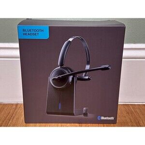Wireless Headset w/ AI Noise Cancelling, Mic for Work (65 Hours Woktime & Mute)
